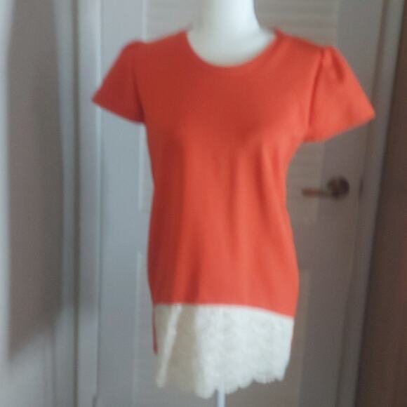 Tiel Dresses & Skirts - Off Limits by Tiel Orange/Cream Lace Hem Dress No Size//Care Tag Tomatogirl Twee